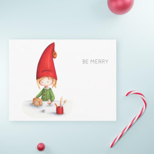 Minimalistisch Sei froh Elf Spielzeug Weihnachten  Postkarte