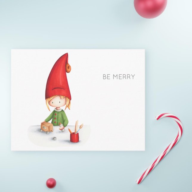 Minimalistisch Sei froh Elf Spielzeug Weihnachten  Postkarte (Von Creator hochgeladen)