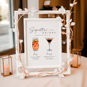 Minimalistisch Signature Drinks Hochzeitsskripte B Poster
