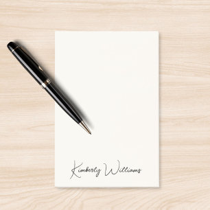 Minimalistisch Signature Script Monogram Cream Post-it Klebezettel