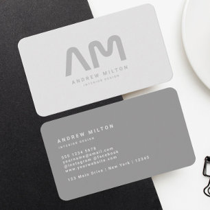 Minimalistisch Silber Beruflich Monogramm Visitenkarte