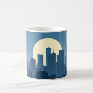 Minimalistisch Sillhouette Skycraper Soft Gold Blu Kaffeetasse