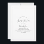 Minimalistisch Silver 16 . Geburtstag Geburtstag Einladung<br><div class="desc">Diese minimalistisch silberne 16 . Geburtstag-Geburtstagsveranstaltung ist perfekt für eine einfache 16. Geburtstagsfeier. Das moderne romantische Design besticht durch klassische silbergraue und weiße Typografie gepaart mit einer rustikalen und eleganten Kalligraphie mit Vintagem handgeschriebenem Stil. Anpassbar in jeder Farbe. Behalt das Design einfach und elegant, wie es ist, oder personalisiere es...</div>