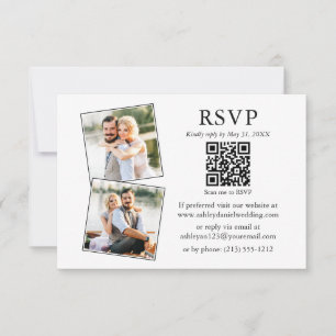 Minimalistisch Simple 2 Foto Wedding QR UAWG Karte