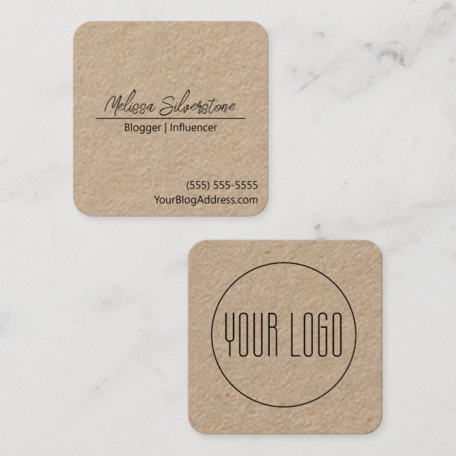 Minimalistisch Simple Blogger Influencer Quadratische Visitenkarte (Vorne/Hinten)