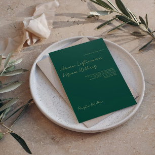 Minimalistisch Simple Emerald Green Luxe Wedding Einladung