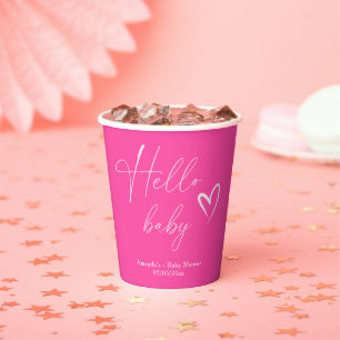 Minimalistisch Simple Pink Hello Baby Pappbecher