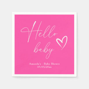 Minimalistisch Simple Pink Hello Baby Serviette