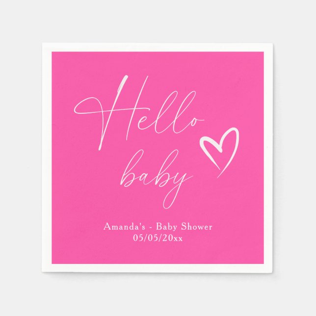 Minimalistisch Simple Pink Hello Baby Serviette (Vorderseite)