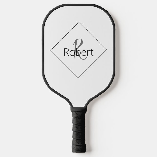 Minimalistisch Simple Trendy Chic Monogram Schwarz Pickleball Schläger (Vorderseite)