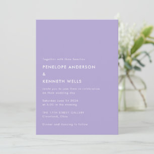 Minimalistisch Simple Wedding Basic Lavender Lila Einladung
