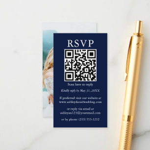 Minimalistisch Simple Wedding QR Foto Blue UAWG Begleitkarte