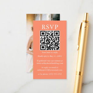 Minimalistisch Simple Wedding QR Foto Coral UAWG Begleitkarte