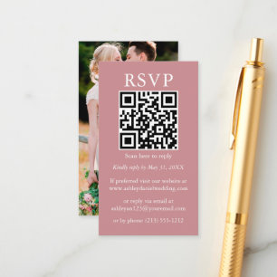 Minimalistisch Simple Wedding QR Foto Dusty Rose U Begleitkarte