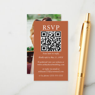 Minimalistisch Simple Wedding QR Foto Terracotta U Begleitkarte