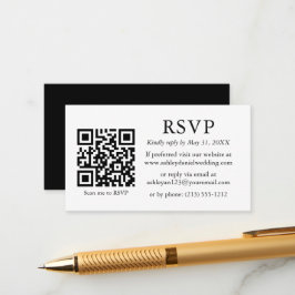 Minimalistisch Simple Wedding Schwarz-weiß QR UAWG Begleitkarte