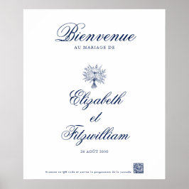 Minimalistisch skizzierte Bridal Bouquet Willkomme Poster