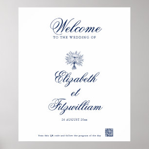 Minimalistisch skizzierte Bridal Bouquet Willkomme Poster