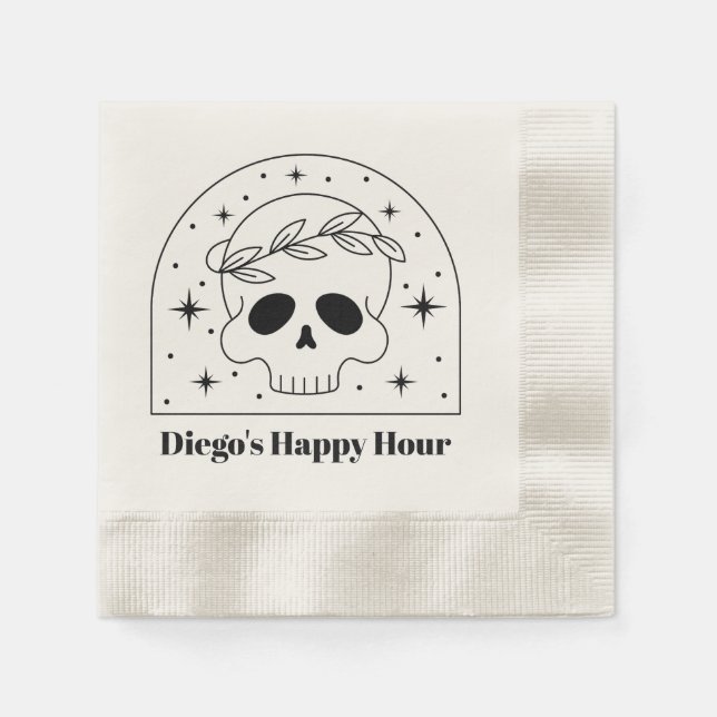 Minimalistisch Skull Personalisiert Cocktail Napki Serviette (Vorderseite)