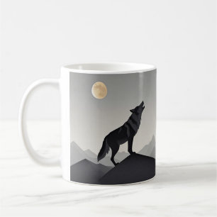 Minimalistisch Sleek Wolf Silhouette heulen Kaffeetasse