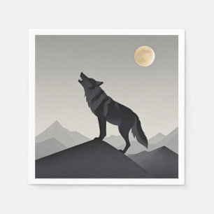 Minimalistisch Sleek Wolf Silhouette heulen Serviette