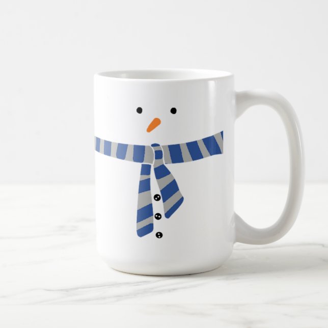 Minimalistisch Snowman Blue Gray Scarf Winter Kaffeetasse (Rechts)