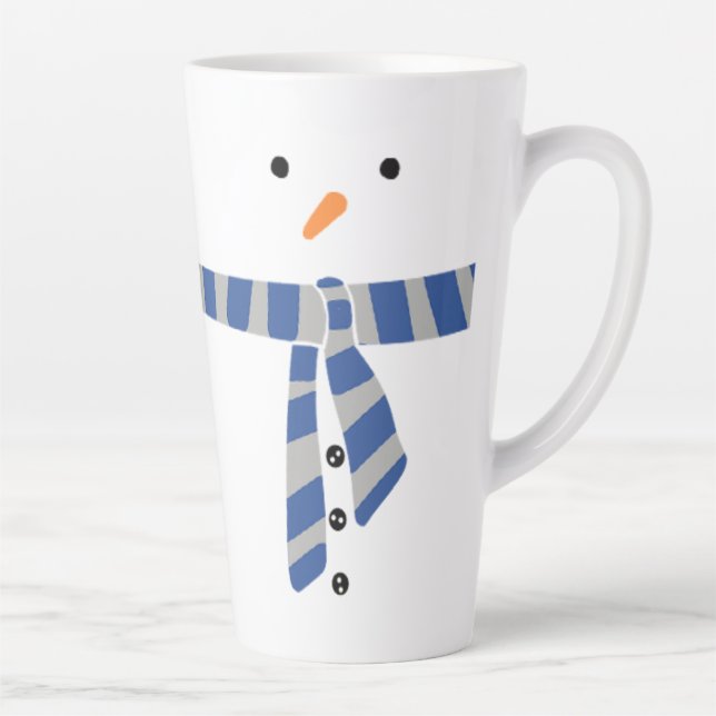 Minimalistisch Snowman Blue Gray Scarf Winter Milchtasse (Rechts)