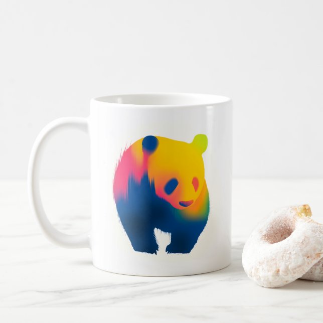 Minimalistisch Spray Paint Panda Silhouette Kaffeetasse (Mit Donut)