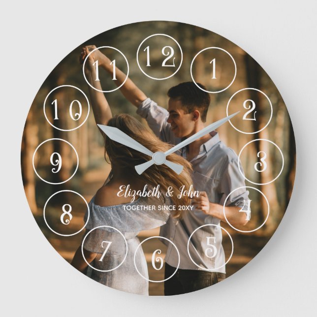 Minimalistisch Square Foto Love Couple Large Clock Große Wanduhr (Vorderseite)