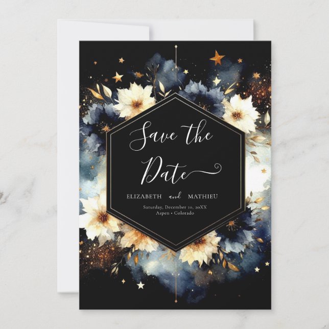 Minimalistisch Stars Celestial Wedding Save The Date (Vorderseite)