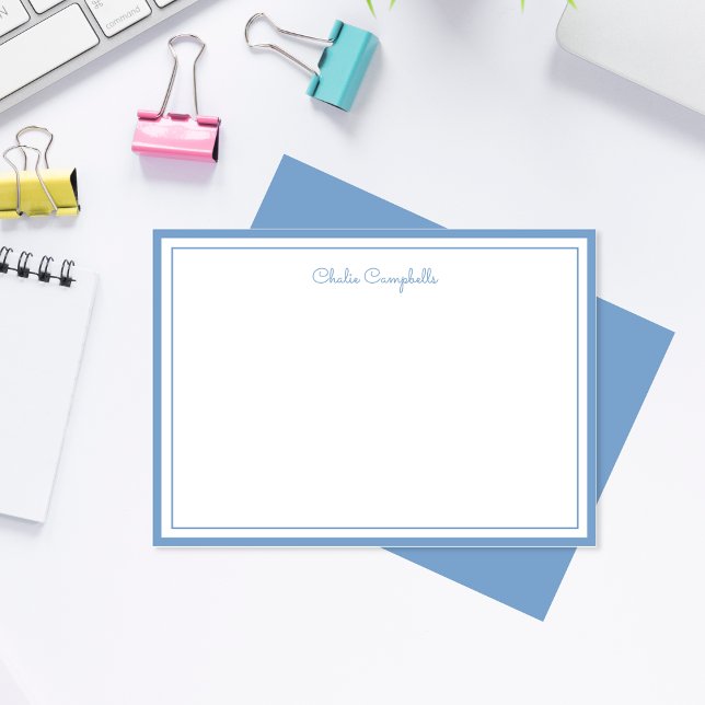 Minimalistisch staubblau, 2 Grenzen, Unterschrift Mitteilungskarte (Von Creator hochgeladen)