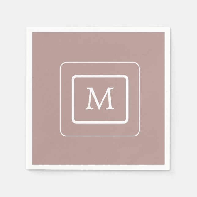 Minimalistisch Stormy Blush | Monogram Paper Napki Serviette (Vorderseite)