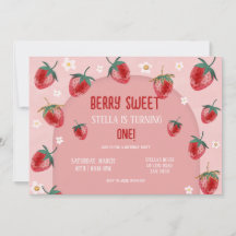 Minimalistisch Strawberry Berry Erster Geburtstag