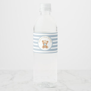 Minimalistisch Stripes Teddy Bär Wasserflaschenetikett