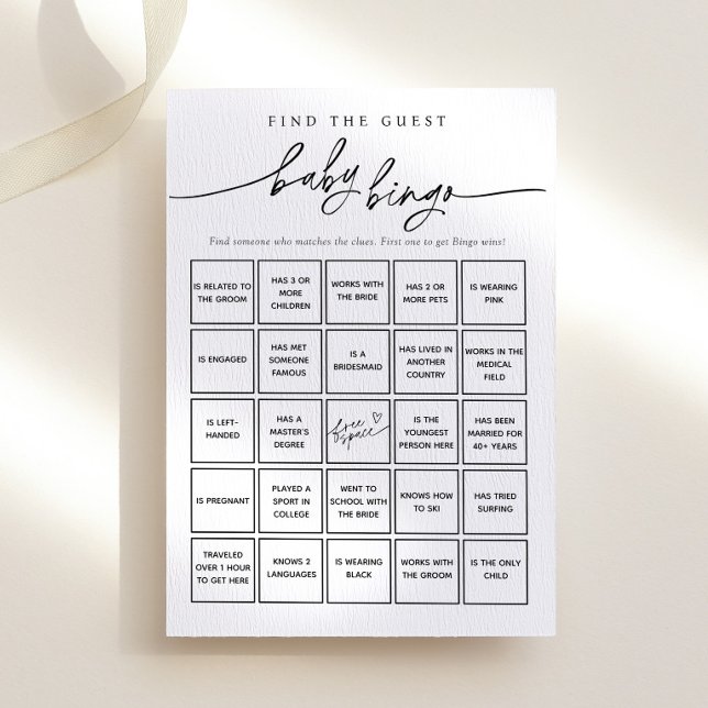 Minimalistisch Suchen Sie die Baby Bingo Game Card Einladung (Von Creator hochgeladen)