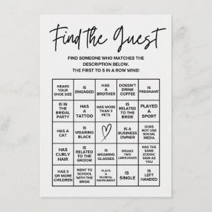 Minimalistisch Suchen Sie die Bridal Bingo Game Ca Begleitkarte