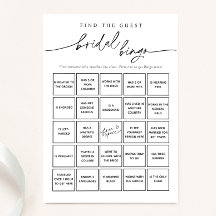 Minimalistisch Suchen Sie die Bridal Bingo Game Ca