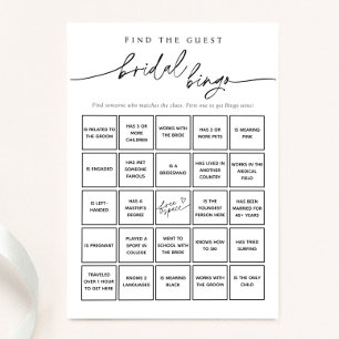 Minimalistisch Suchen Sie die Bridal Bingo Game Ca Einladung