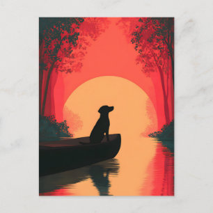 Minimalistisch Sunset Black Labrador Hund Feiertagspostkarte
