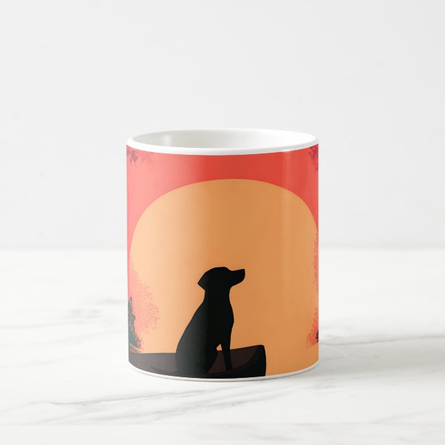 Minimalistisch Sunset Black Labrador Hund Kaffeetasse (Mittel)
