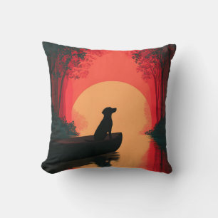 Minimalistisch Sunset Black Labrador Hund Kissen