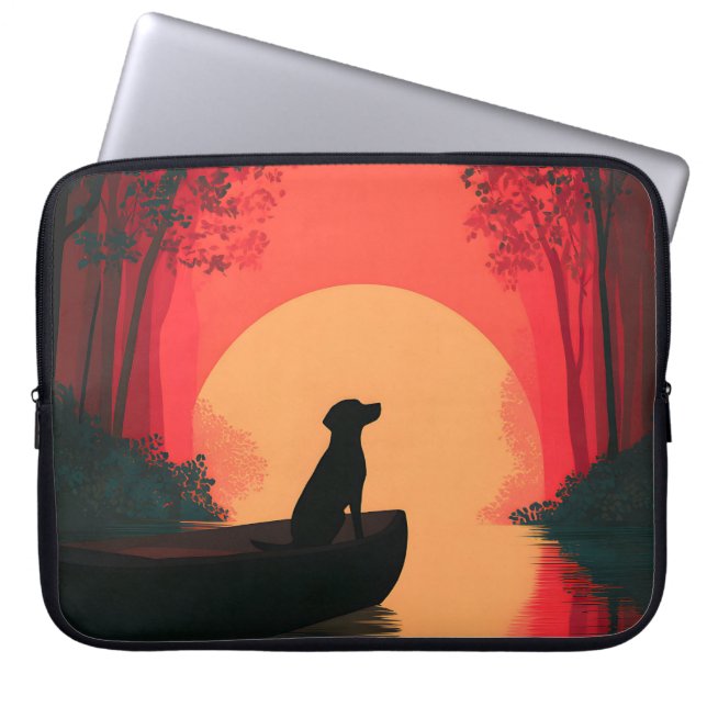 Minimalistisch Sunset Black Labrador Hund Laptopschutzhülle (Vorderseite)