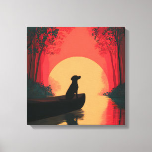 Minimalistisch Sunset Black Labrador Hund Leinwanddruck