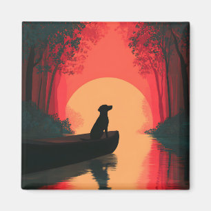 Minimalistisch Sunset Black Labrador Hund Magnet