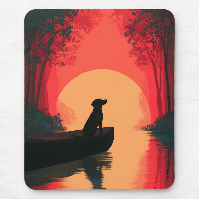 Minimalistisch Sunset Black Labrador Hund Mousepad (Vorne)