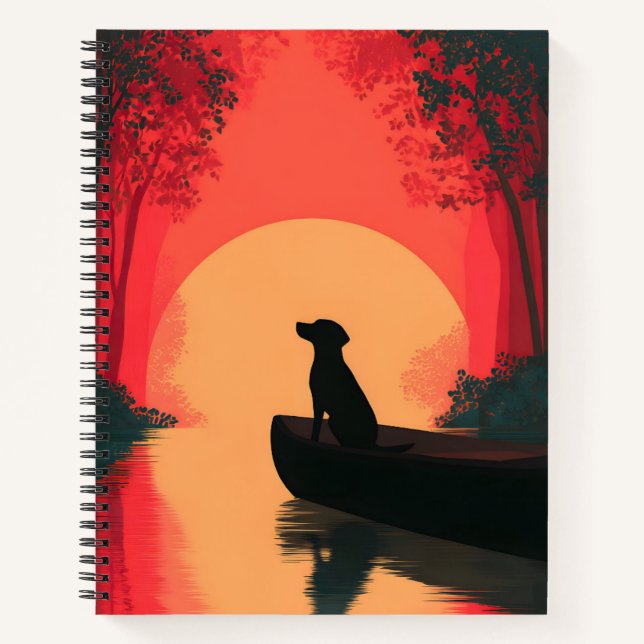 Minimalistisch Sunset Black Labrador Hund Notizbuch (Vorderseite)