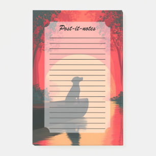 Minimalistisch Sunset Black Labrador Hund Post-it Klebezettel