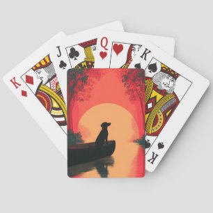 Minimalistisch Sunset Black Labrador Hund Spielkarten