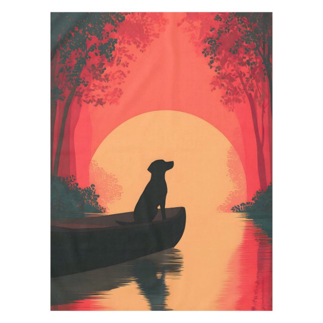 Minimalistisch Sunset Black Labrador Hund Tischdecke (Vorderseite)