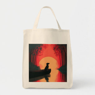Minimalistisch Sunset Black Labrador Hund Tragetasche